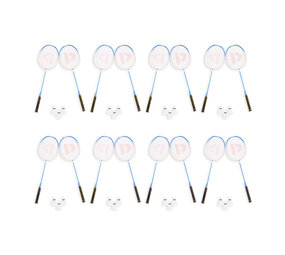 Discountershop Badminton Set for 16 Players – 16 Rackets and 24 Shuttlecocks