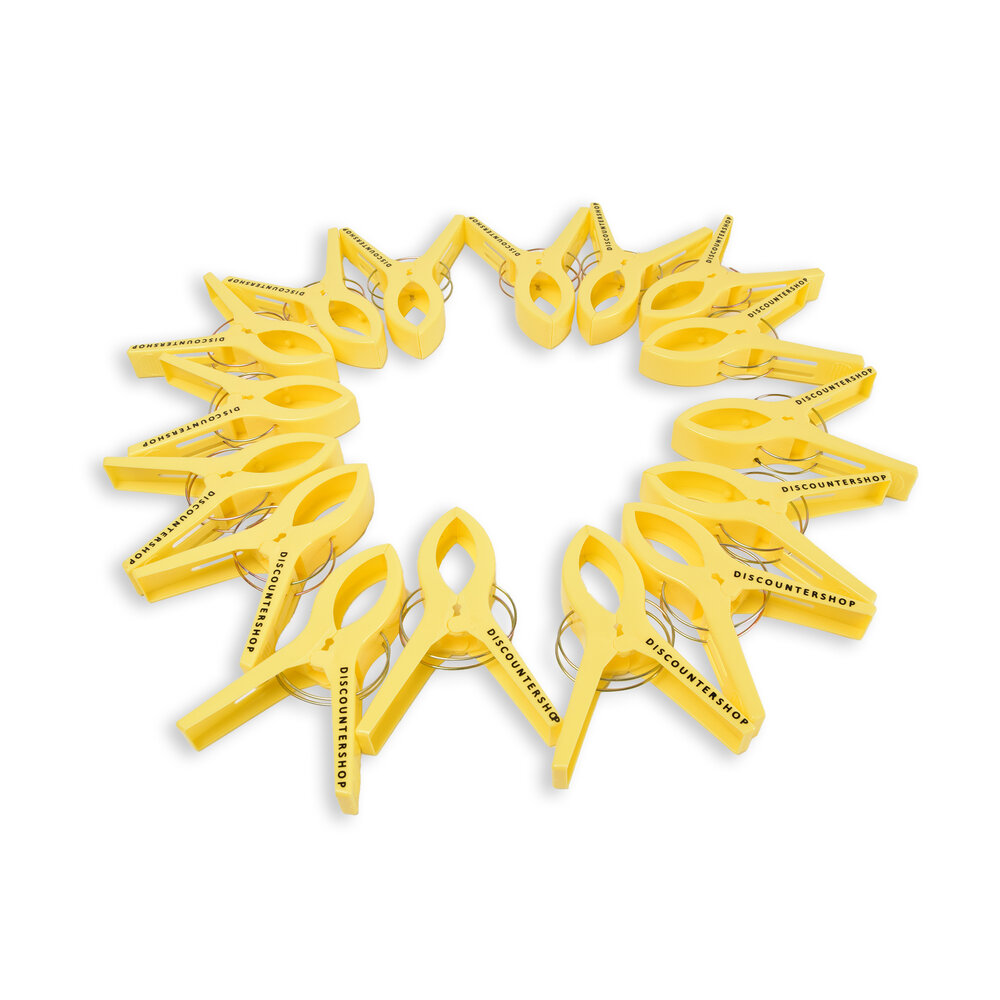 Discountershop 4 sets x 4 pcs | yellow | Towel clips | Towel clips | plastic | Towel hooks | Towel pegs | 15cm*10cm*3cm