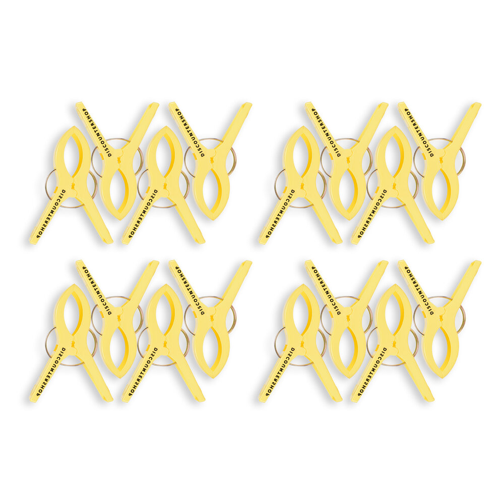 Discountershop 4 sets x 4 pcs | geel | Handdoekklemmen | Handdoekclips | plastic | Handdoekhaakjes | Handdoekknijpers | 15cm*10cm*3cm