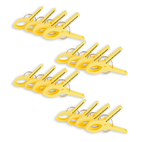 Discountershop 4 sets x 4 pcs | yellow | Towel clips | Towel clips | plastic | Towel hooks | Towel pegs | 15cm*10cm*3cm