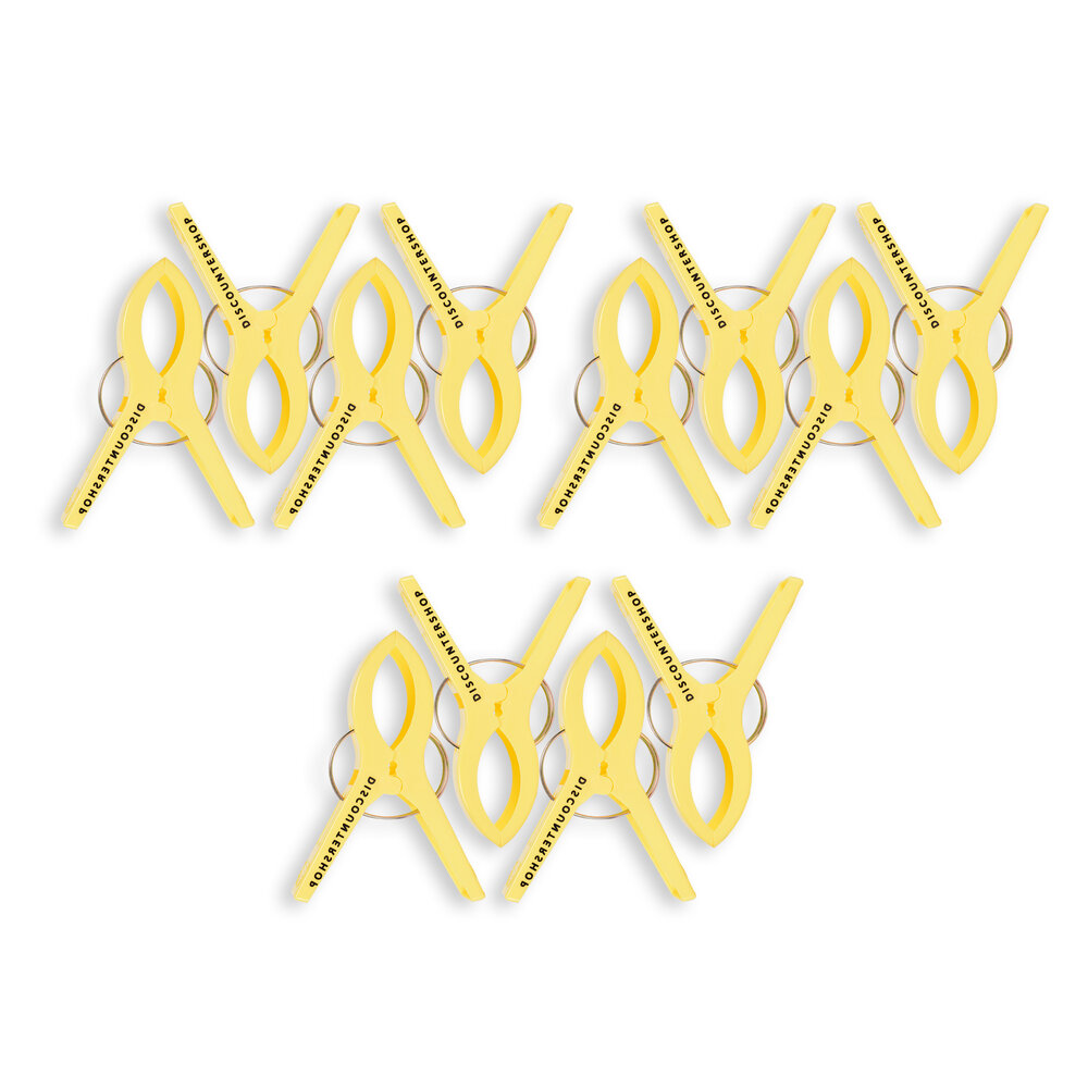 Discountershop 3 sets x 4pcs | yellow | Towel clips | Towel clips | plastic | Towel hooks | Towel pegs | 15cm*10cm*3cm