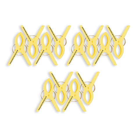 Discountershop 3 sets x 4pcs | yellow | Towel clips | Towel clips | plastic | Towel hooks | Towel pegs | 15cm*10cm*3cm