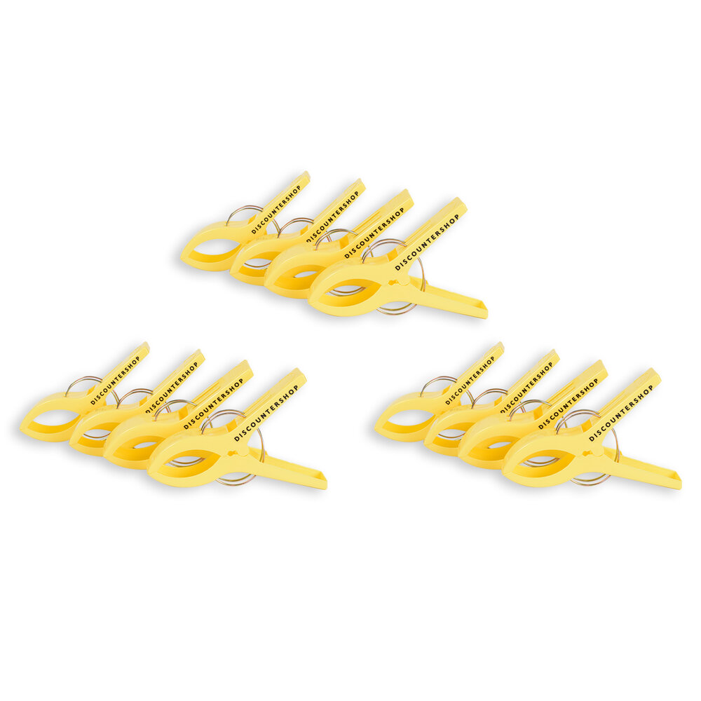 Discountershop 3 sets x 4pcs | yellow | Towel clips | Towel clips | plastic | Towel hooks | Towel pegs | 15cm*10cm*3cm