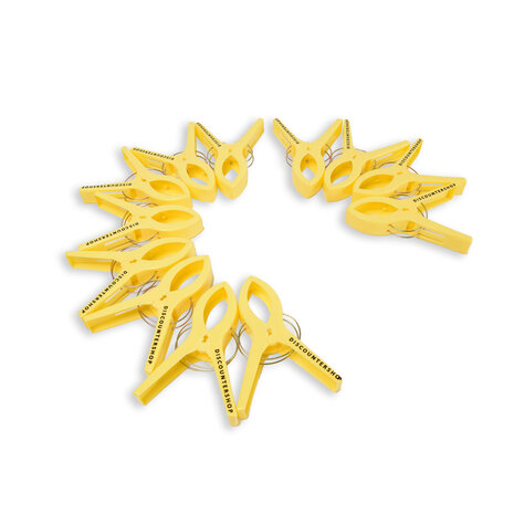 Discountershop 3 sets x 4pcs | yellow | Towel clips | Towel clips | plastic | Towel hooks | Towel pegs | 15cm*10cm*3cm