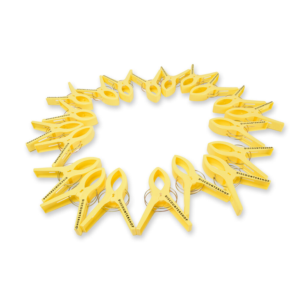 Discountershop 5 sets x 4 pcs | yellow | Towel clips | Towel clips | plastic | Towel hooks | Towel pegs | 15cm*10cm*3cm Discountershop 5 sets x 4 pcs | yellow | Towel clips | Towel clips | plastic | Towel hooks | Towel pegs | 15cm*10cm*3cm