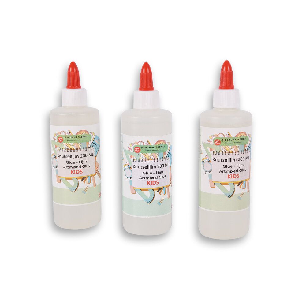 Discountershop 3pcs | Glue | Children's glue | 200ml | Crafts | plastic/polymers | School glue | Hobby glue | Superglue | Contact adhesive | 17cm*5cm*7cm