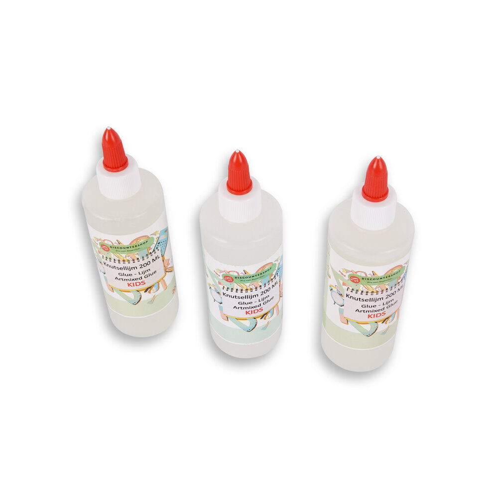 Discountershop 3pcs | Glue | Children's glue | 200ml | Crafts | plastic/polymers | School glue | Hobby glue | Superglue | Contact adhesive | 17cm*5cm*7cm