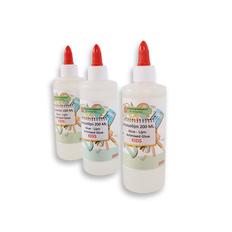 Discountershop 3pcs | Glue | Children's glue | 200ml | Crafts | plastic/polymers | School glue | Hobby glue | Superglue | Contact adhesive | 17cm*5cm*7cm