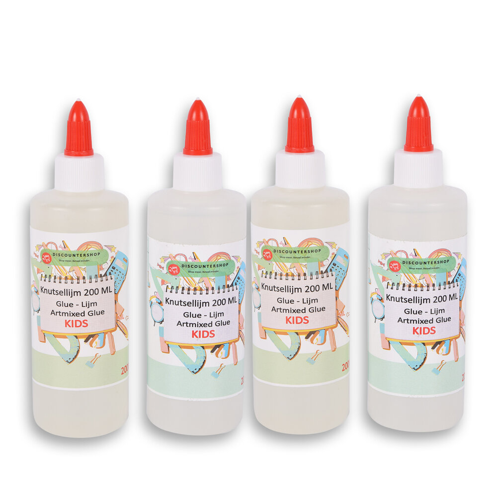 Discountershop 4stuks | Lijm | Kinderlijm | 200 ml | Knutselen | plastic/polymeren | Schoollijm | Hobbylijm | Secondelijm | Contactlijm | 17cm*5 cm*7cm Discountershop 4stuks | Lijm | Kinderlijm | 200 ml | Knutselen | plastic/polymeren | Schoollijm | Hobbylijm | Secondelijm | Contactlijm | 17cm*5 cm*7cm