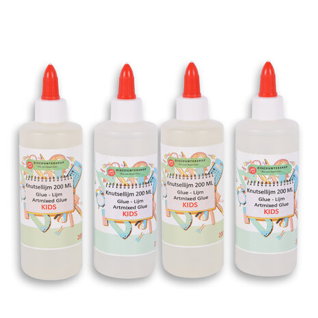 Discountershop 4pcs | Glue | Children's glue | 200ml | Crafts | plastic/polymers | School glue | Hobby glue | Superglue | Contact adhesive | 17cm*5cm*7cm