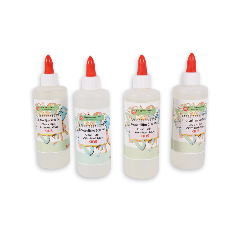 Discountershop 4pcs | Glue | Children's glue | 200ml | Crafts | plastic/polymers | School glue | Hobby glue | Superglue | Contact adhesive | 17cm*5cm*7cm