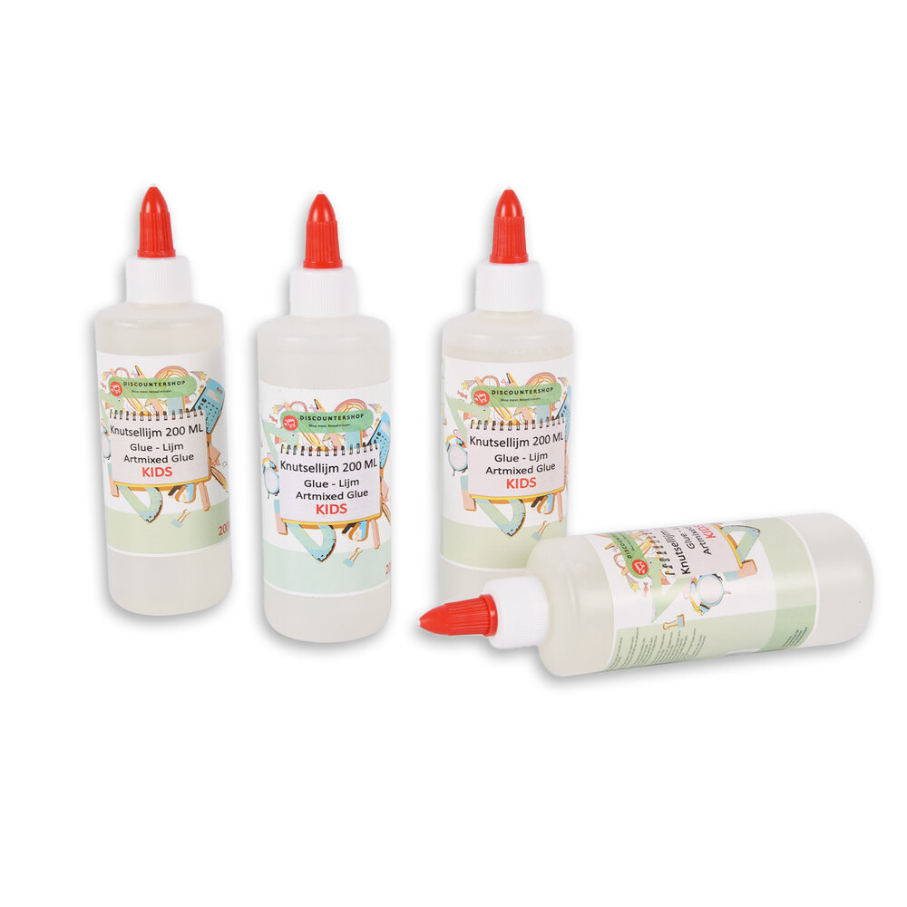 Discountershop 4pcs | Glue | Children's glue | 200ml | Crafts | plastic/polymers | School glue | Hobby glue | Superglue | Contact adhesive | 17cm*5cm*7cm