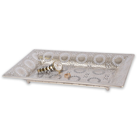 Discountershop Sieradendoosje | Juwelendoosje | Zilver | met Oosters Mandala Ontwerp | Metalen Sieradendoosje | Sieradenhouder | 37.5cm*23cm*5cm Discountershop Sieradendoosje | Juwelendoosje | Zilver | met Oosters Mandala Ontwerp | Metalen Sieradendoosje | Sieradenhouder | 37.5cm*23cm*5cm