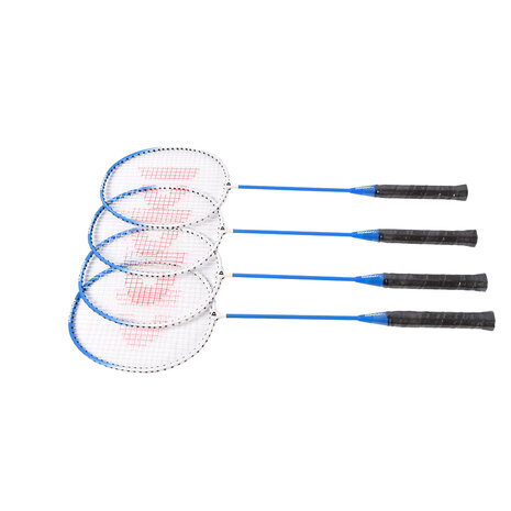 Discountershop Badmintonsets voor 2 tot 20 personen – Blauwe bioplastic rackets met shuttles en draaghoes voor tuin, camping, school en evenementen