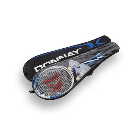 Discountershop Badmintonsets voor 2 tot 20 personen – Blauwe bioplastic rackets met shuttles en draaghoes voor tuin, camping, school en evenementen