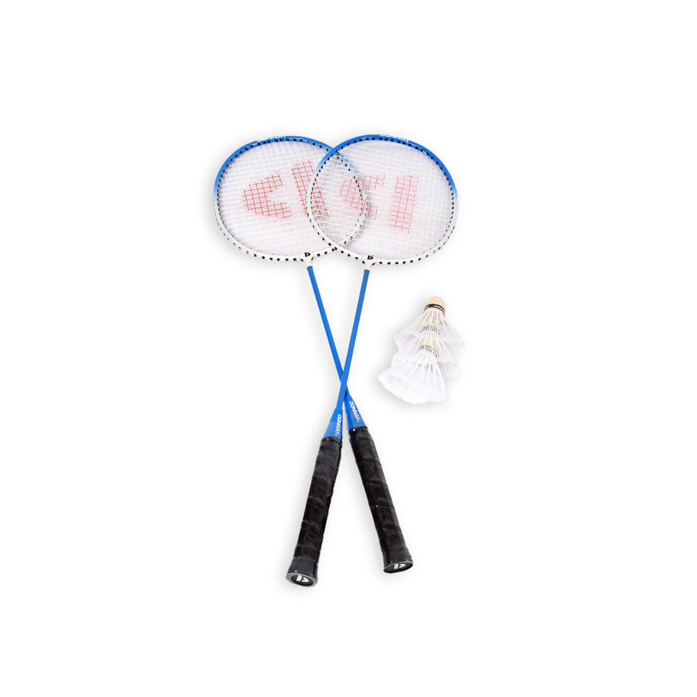 Discountershop Badminton Sets for 2 to 20 Players – Blue Bioplastic Rackets with Shuttlecocks and Carry Bag for Gardens, Camping, Schools and Events
