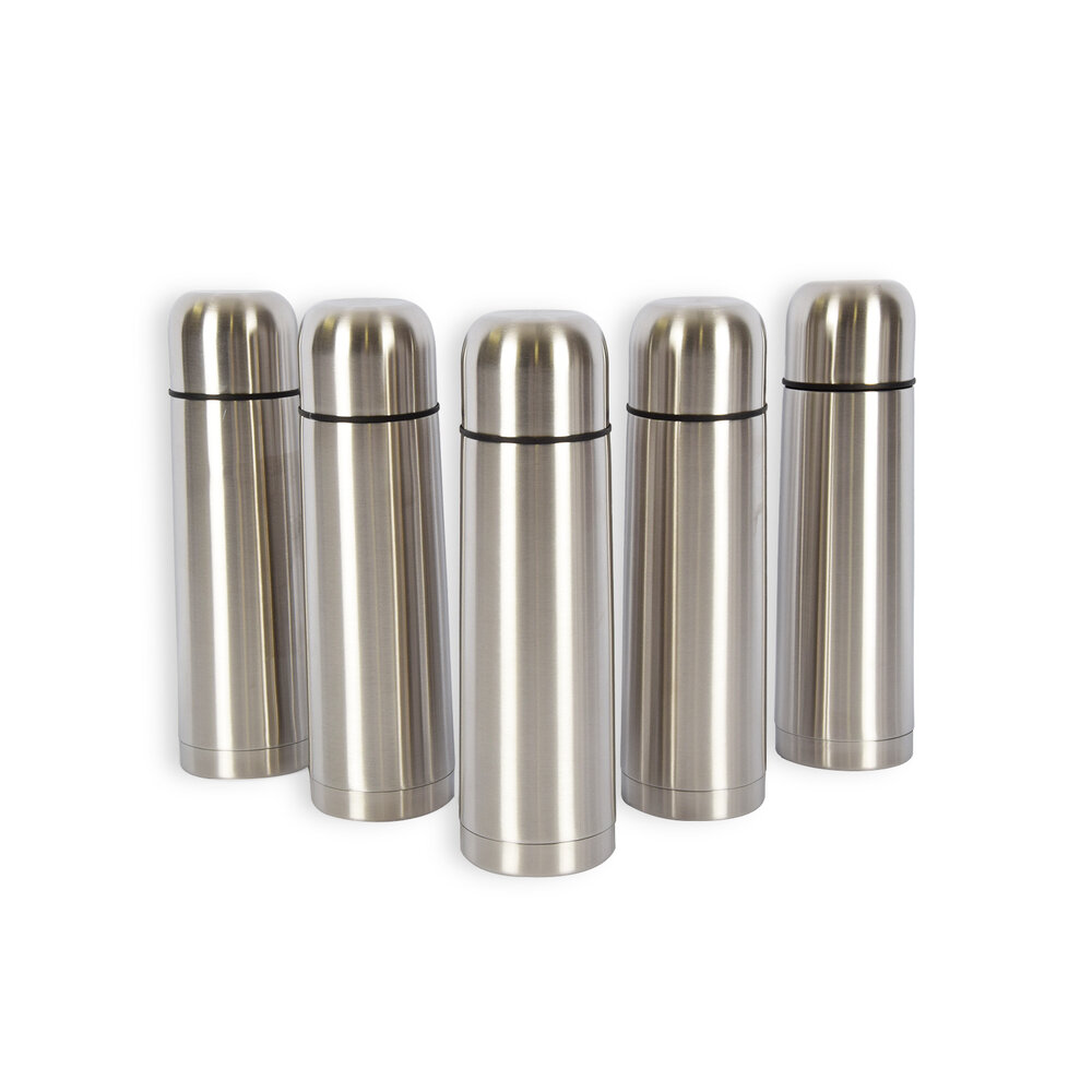 Discountershop 5x |Thermos flask | Insulated bottle | silver | Thermos | 750ml | Stainless steel thermos bottle | Insulated jug | Drinking bottle | 8cm*28.5cm