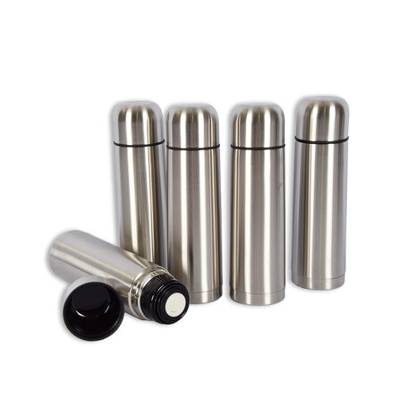 Discountershop 5x |Thermos flask | Insulated bottle | silver | Thermos | 750ml | Stainless steel thermos bottle | Insulated jug | Drinking bottle | 8cm*28.5cm