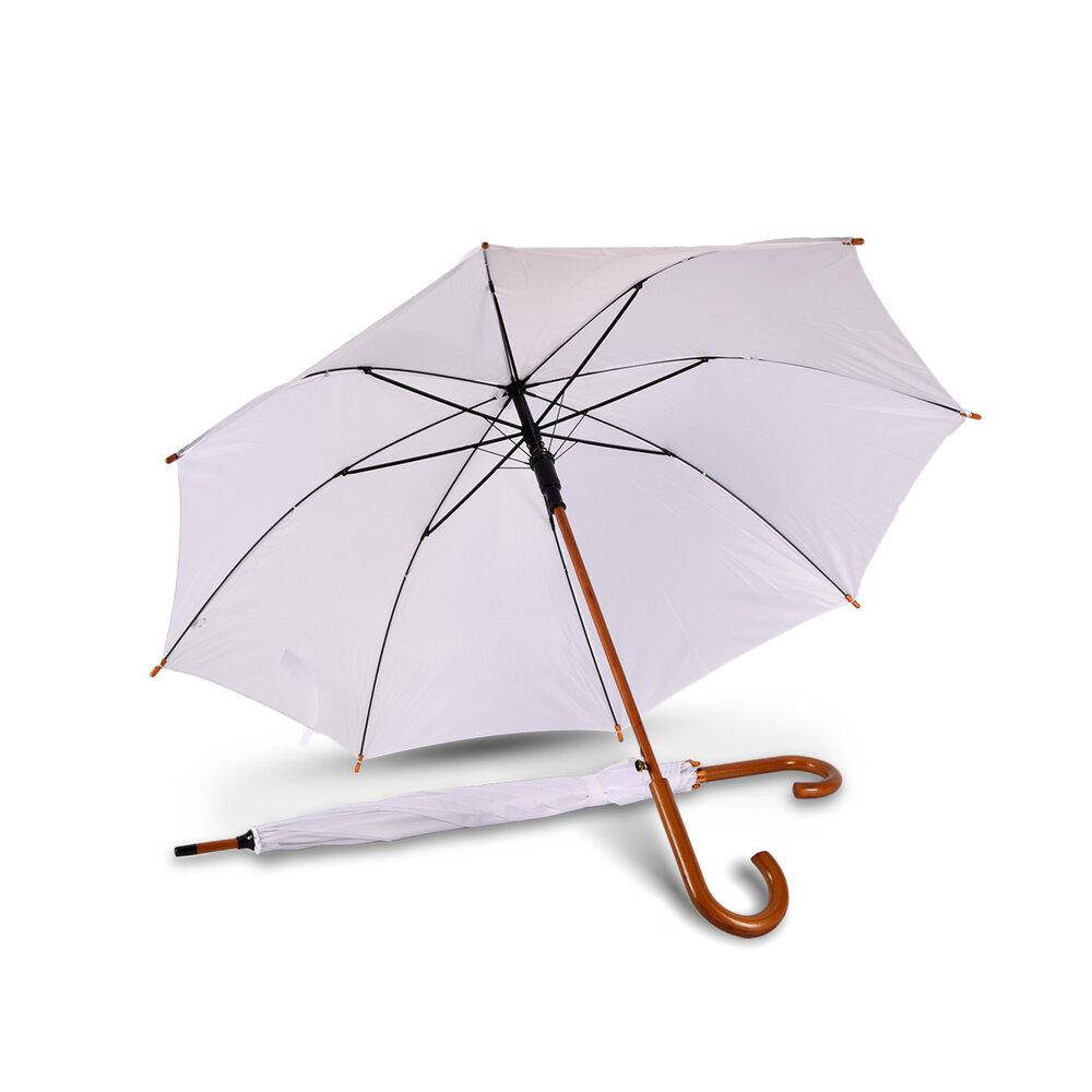 Discountershop Grote Witte Paraplu 98 cm – Stevige Winddichte Dames en Heren Paraplu, Lichtgewicht Opvouwbare Paraplu met UV Bescherming