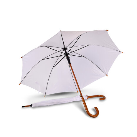 Discountershop Grote Witte Paraplu 98 cm – Stevige Winddichte Dames en Heren Paraplu, Lichtgewicht Opvouwbare Paraplu met UV Bescherming