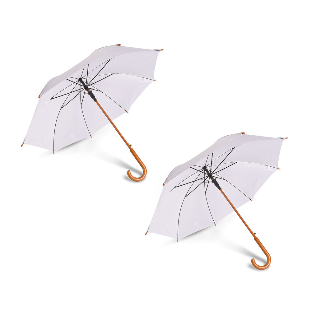 Discountershop Large White Umbrella 98 cm – Strong Windproof Umbrella for Women and Men, Lightweight Folding Umbrella with UV Protection
