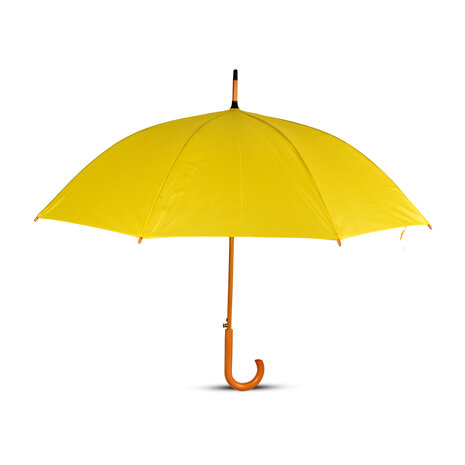 Discountershop Large Umbrella 102 cm Yellow – Windproof Umbrella with Wooden Handle and Hook for Men and Women – Strong Umbrella for Rain & Outdoor Use