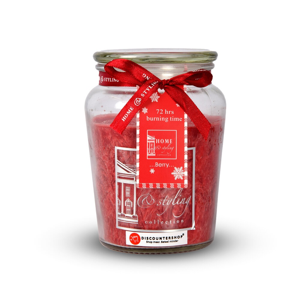 Discountershop Geurkaars | in Mason Jar | kaars | Sfeerkaarsen | Geur:Bes | rood | 72 uur Branduren | 14.50cm*8.5cm Discountershop Geurkaars | in Mason Jar | kaars | Sfeerkaarsen | Geur:Bes | rood | 72 uur Branduren | 14.50cm*8.5cm