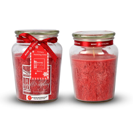 Discountershop Geurkaars | in Mason Jar | kaars | Sfeerkaarsen | Geur:Bes | rood | 72 uur Branduren | 14.50cm*8.5cm Discountershop Geurkaars | in Mason Jar | kaars | Sfeerkaarsen | Geur:Bes | rood | 72 uur Branduren | 14.50cm*8.5cm