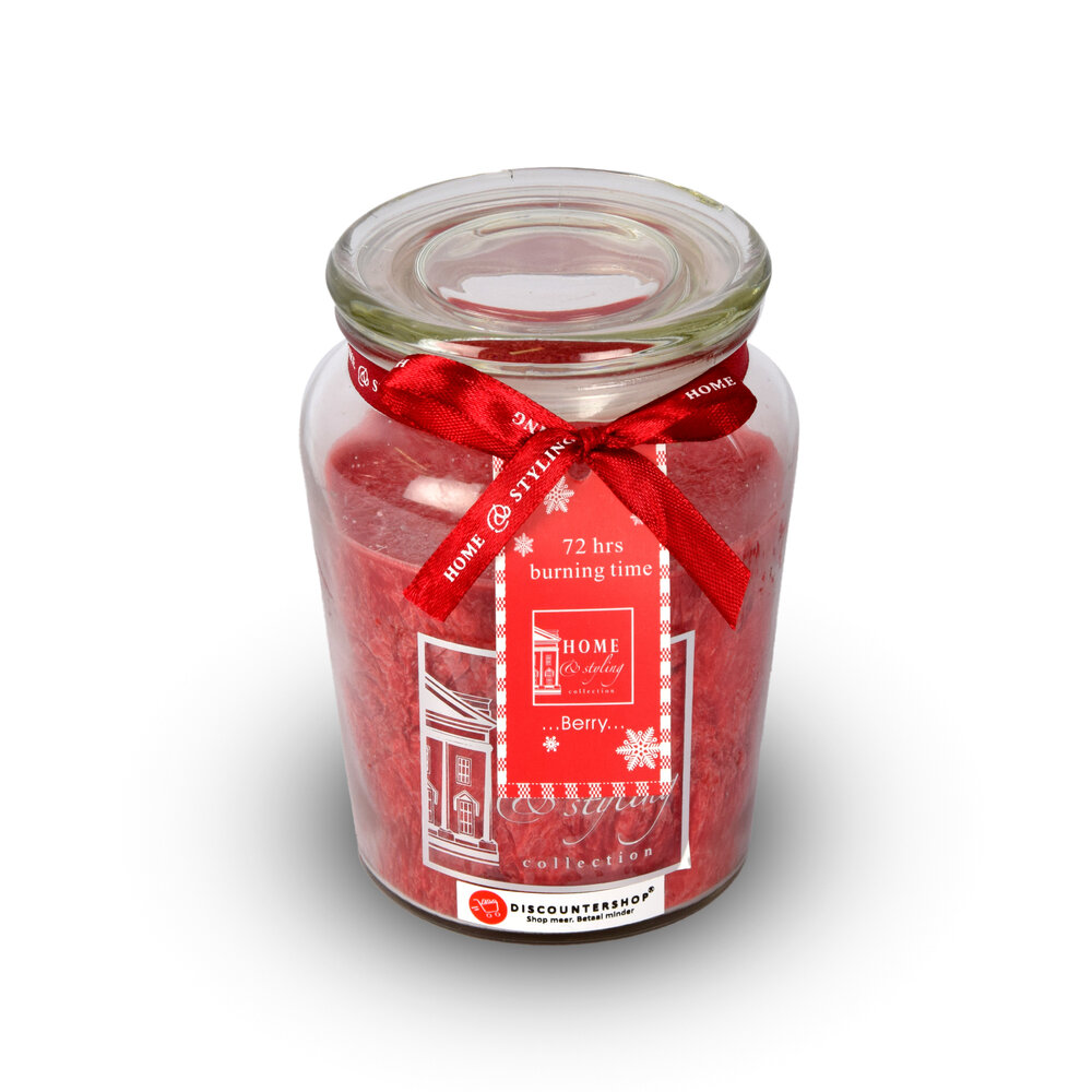 Discountershop Geurkaars | in Mason Jar | kaars | Sfeerkaarsen | Geur:Bes | rood | 72 uur Branduren | 14.50cm*8.5cm Discountershop Geurkaars | in Mason Jar | kaars | Sfeerkaarsen | Geur:Bes | rood | 72 uur Branduren | 14.50cm*8.5cm