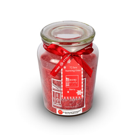 Discountershop Geurkaars | in Mason Jar | kaars | Sfeerkaarsen | Geur:Bes | rood | 72 uur Branduren | 14.50cm*8.5cm Discountershop Geurkaars | in Mason Jar | kaars | Sfeerkaarsen | Geur:Bes | rood | 72 uur Branduren | 14.50cm*8.5cm