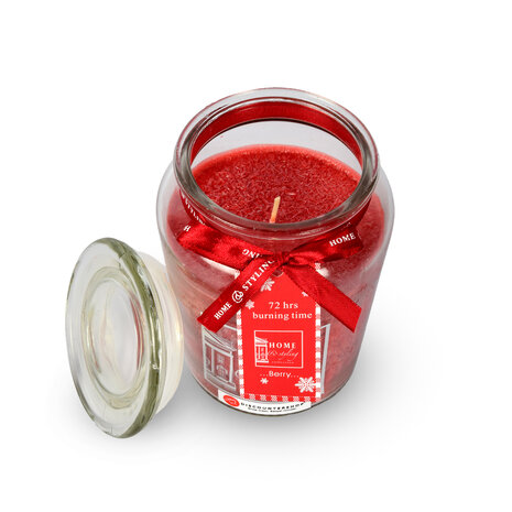 Discountershop Geurkaars | in Mason Jar | kaars | Sfeerkaarsen | Geur:Bes | rood | 72 uur Branduren | 14.50cm*8.5cm Discountershop Geurkaars | in Mason Jar | kaars | Sfeerkaarsen | Geur:Bes | rood | 72 uur Branduren | 14.50cm*8.5cm