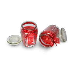 Discountershop 2 stuks | Geurkaars | in Mason Jar | kaars | Sfeerkaarsen | Geur:Bes | rood | 72 uur Branduren | 14.50cm*8.5cm Discountershop 2 stuks | Geurkaars | in Mason Jar | kaars | Sfeerkaarsen | Geur:Bes | rood | 72 uur Branduren | 14.50cm*8.5cm