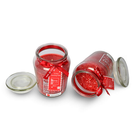 Discountershop 2 pieces | Scented candle | in Mason Jar | candle | Atmospheric candles | Scent:Berry | red | 72 hours Burning hours | 14.50cm*8.5cm Discountershop 2 pieces | Scented candle | in Mason Jar | candle | Atmospheric candles | Scent:Berry | red | 72 hours Burning hours | 14.50cm*8.5cm