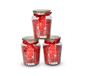 Discountershop 3 stuks | Geurkaars | in Mason Jar | kaars | Sfeerkaarsen | Geur:Bes | rood | 72 uur Branduren | 14.50cm*8.5cm Discountershop 3 stuks | Geurkaars | in Mason Jar | kaars | Sfeerkaarsen | Geur:Bes | rood | 72 uur Branduren | 14.50cm*8.5cm