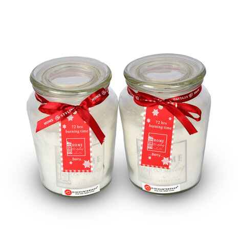 Discountershop 2 stuks | Geurkaars | in Mason Jar | kaars | Sfeerkaarsen | Geur:Bes | wit | 72 uur Branduren | 14.50cm*8.5cm Discountershop 2 stuks | Geurkaars | in Mason Jar | kaars | Sfeerkaarsen | Geur:Bes | wit | 72 uur Branduren | 14.50cm*8.5cm