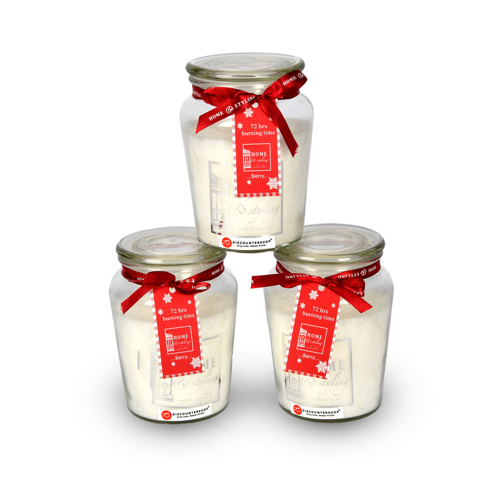 Discountershop 3 pieces | Scented candle | in Mason Jar | candle | Atmospheric candles | Scent:Berry | white | 72 hours Burning hours | 14.50cm*8.5cm Discountershop 3 pieces | Scented candle | in Mason Jar | candle | Atmospheric candles | Scent:Berry | white | 72 hours Burning hours | 14.50cm*8.5cm