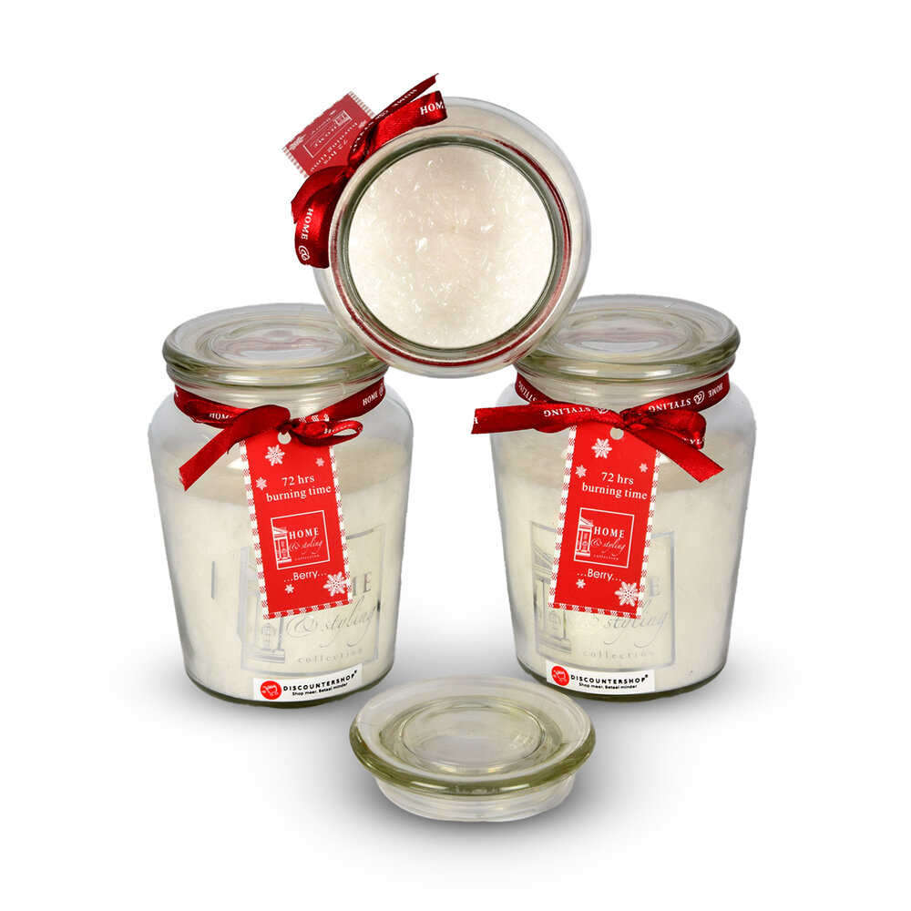 Discountershop 3 pieces | Scented candle | in Mason Jar | candle | Atmospheric candles | Scent:Berry | white | 72 hours Burning hours | 14.50cm*8.5cm Discountershop 3 pieces | Scented candle | in Mason Jar | candle | Atmospheric candles | Scent:Berry | white | 72 hours Burning hours | 14.50cm*8.5cm