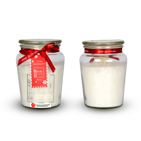 Discountershop 1 stuks | Geurkaars | in Mason Jar | kaars | Sfeerkaarsen | Geur:Bes | wit | 72 uur Branduren | 14.50cm*8.5cm Discountershop 1 stuks | Geurkaars | in Mason Jar | kaars | Sfeerkaarsen | Geur:Bes | wit | 72 uur Branduren | 14.50cm*8.5cm