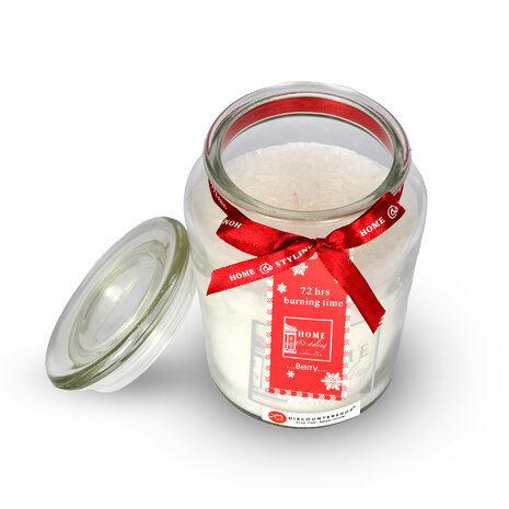 Discountershop 1 stuks | Geurkaars | in Mason Jar | kaars | Sfeerkaarsen | Geur:Bes | wit | 72 uur Branduren | 14.50cm*8.5cm Discountershop 1 stuks | Geurkaars | in Mason Jar | kaars | Sfeerkaarsen | Geur:Bes | wit | 72 uur Branduren | 14.50cm*8.5cm