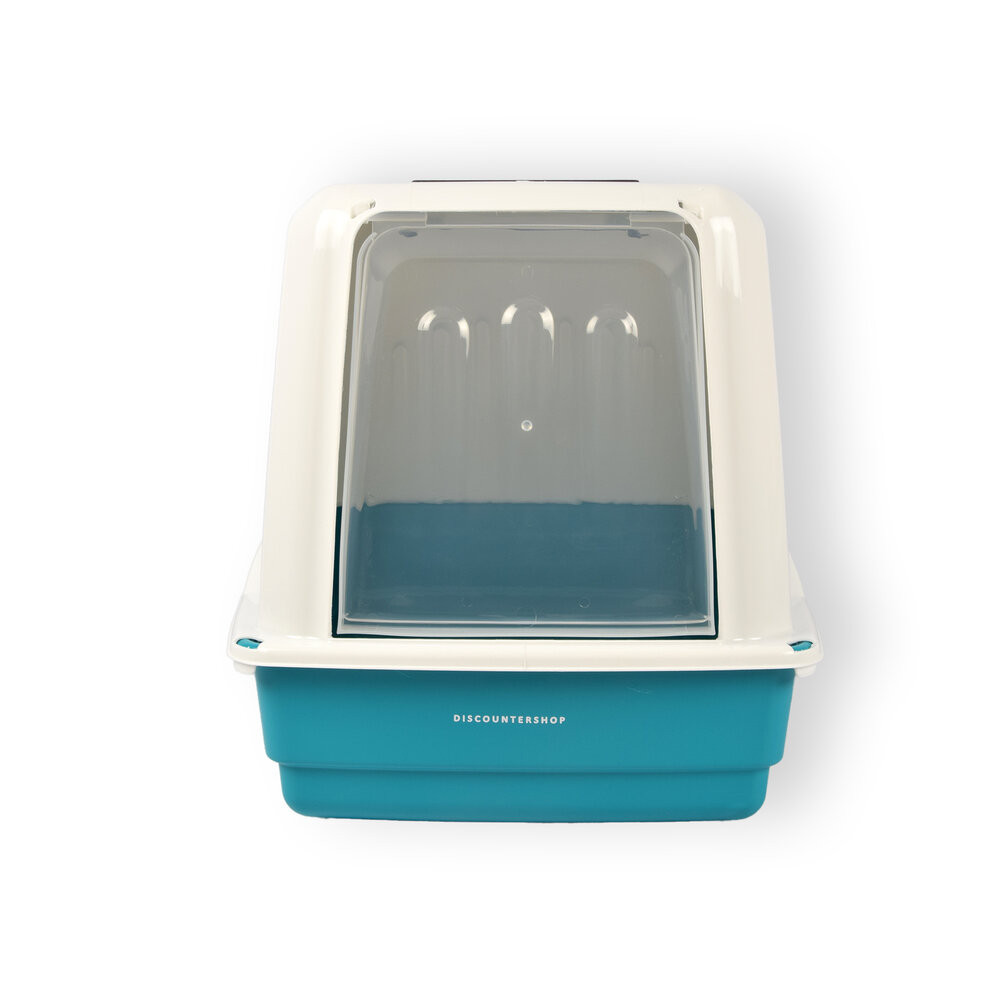 Discountershop Litter box | with 1 scoop | White and Turquoise | Cat litter mat | Cat toilet | Cat litter scoop | Cat breeds | 52cm*37cm*40cm Discountershop Litter box | with 1 scoop | White and Turquoise | Cat litter mat | Cat toilet | Cat litter scoop | Cat breeds | 52cm*37cm*40cm