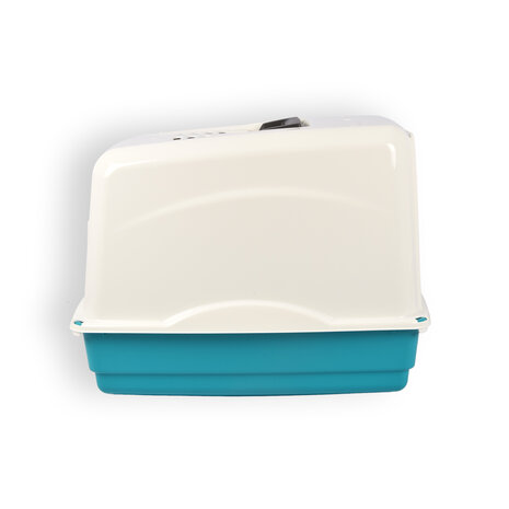 Discountershop Kattenbak | met 1schepje | Wit & Turquoise | Kattenbakmat | Kattentoilet | Kattenbakschepje | Kattenrassen | 52cm*37cm*40cm