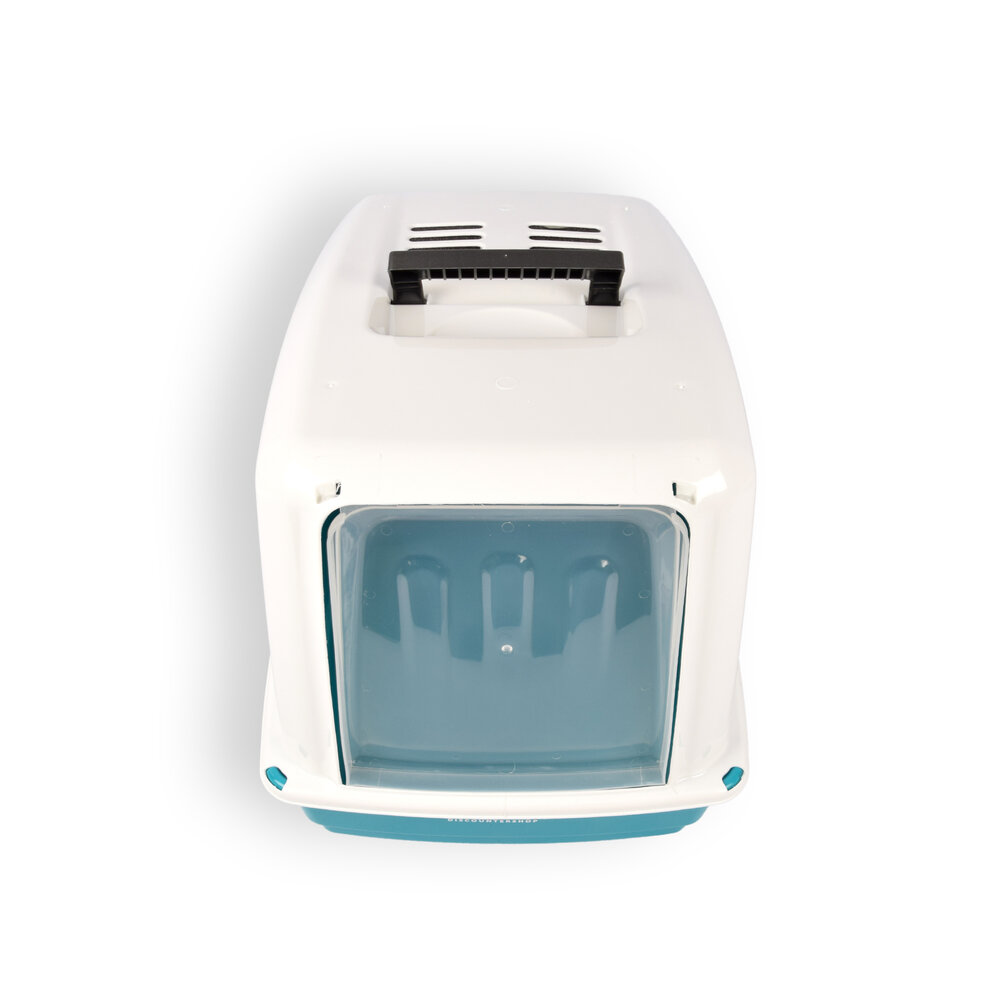 Discountershop Litter box | with 1 scoop | White and Turquoise | Cat litter mat | Cat toilet | Cat litter scoop | Cat breeds | 52cm*37cm*40cm Discountershop Litter box | with 1 scoop | White and Turquoise | Cat litter mat | Cat toilet | Cat litter scoop | Cat breeds | 52cm*37cm*40cm