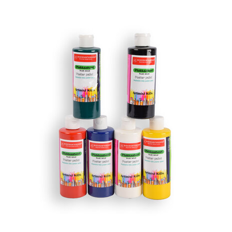 Discountershop 6 pieces x 250ml | Gouache | Craft paint | for children | 98% natural ingredients | 16cm*5cm Discountershop 6 pieces x 250ml | Gouache | Craft paint | for children | 98% natural ingredients | 16cm*5cm