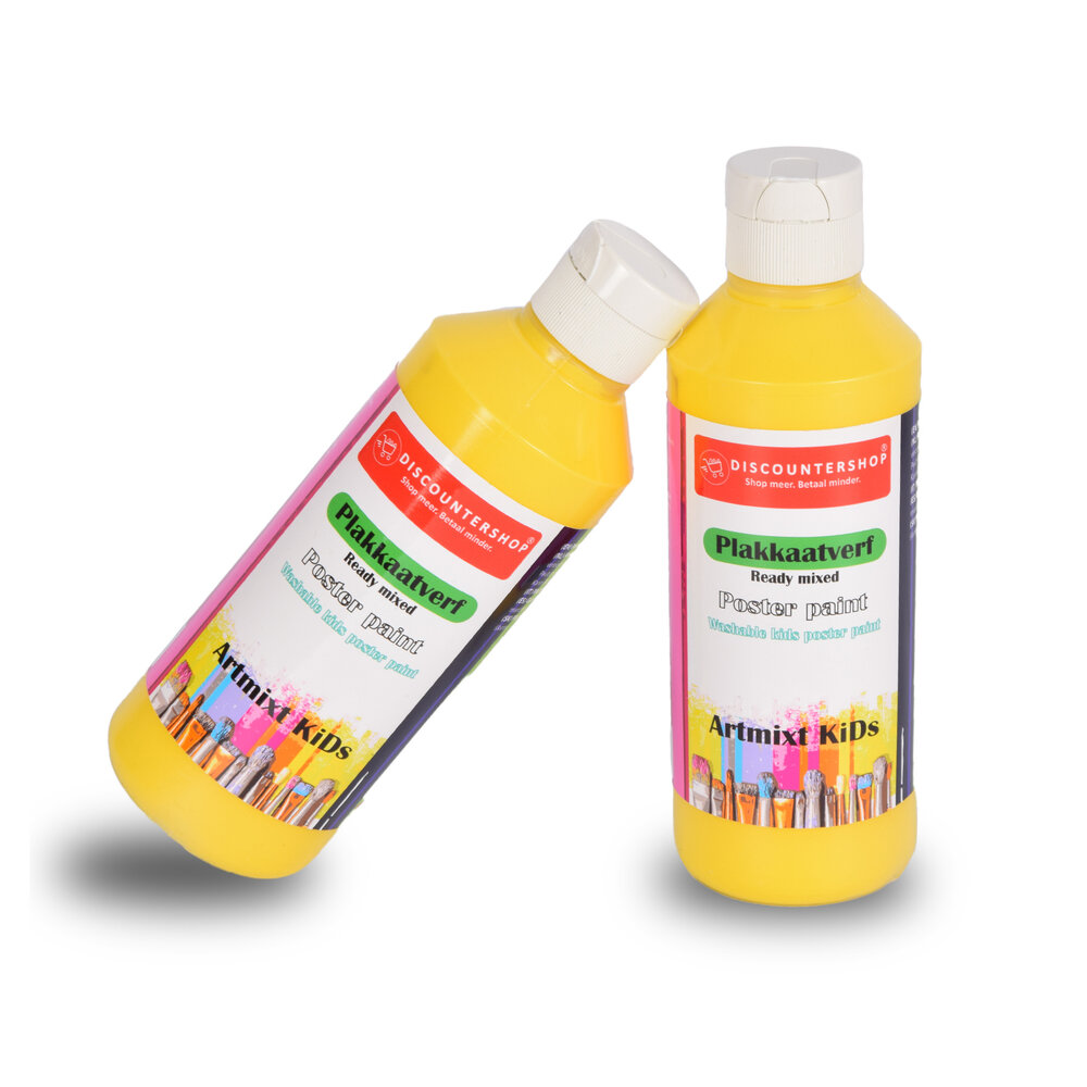 Discountershop Premium Yellow Poster Paint Set of 2 | 5cm Wide | 16cm High | Vivid and Rich Pigmentation | 250 ml Each Bottle | Artistic Water-based Paint | Perfect for Various Materials | Ideal for Artists and Hobbyists of All Ages Discountershop Premium Yellow Poster Paint Set of 2 | 5cm Wide | 16cm High | Vivid and Rich Pigmentation | 250 ml Each Bottle | Artistic Water-based Paint | Perfect for Various Materials | Ideal for Artists and Hobbyists of All Ages