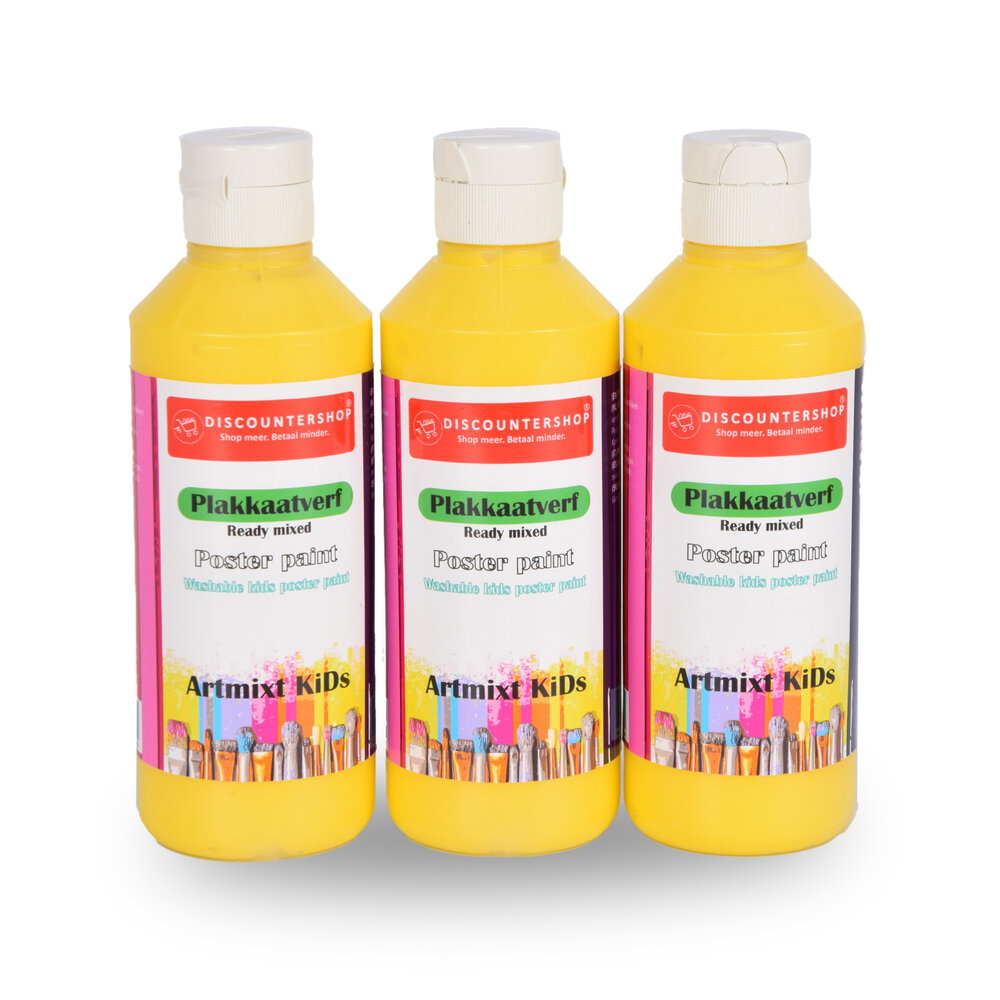 Discountershop Sunny Creativity with 3-Pack Yellow Poster Paint | 5cm Width | 16cm Height | Vivid and Durable Color | Easy to Wash & Waterproof | Ready to Use on Any Surface | 250 ml Discountershop Sunny Creativity with 3-Pack Yellow Poster Paint | 5cm Width | 16cm Height | Vivid and Durable Color | Easy to Wash & Waterproof | Ready to Use on Any Surface | 250 ml