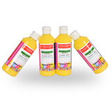 Discountershop Gele Plakkaatverf | 4 Delige Set | Waterbasis | Ideaal voor Kunst & Knutselwerk | 5cm x 16 cm | Ondoorzichtig en  Gebruiksklaar | Geschikt voor Canvas Hout Papier & Meer | 250 ml Per Fles