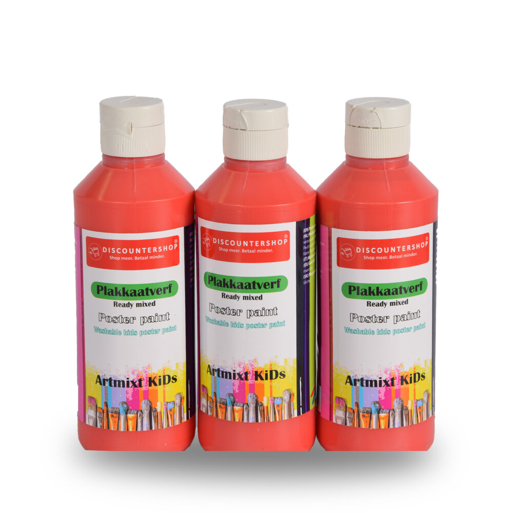 Discountershop Poster Paint Set | 3 Radiant Red Pieces | 5cm Width | 16cm Height | 250 ml Elk | Highly Pigmented | Velvety Consistency | Water-based Paint for Artists and Creative Minds | Ideal for Inspiring Posters Discountershop Poster Paint Set | 3 Radiant Red Pieces | 5cm Width | 16cm Height | 250 ml Elk | Highly Pigmented | Velvety Consistency | Water-based Paint for Artists and Creative Minds | Ideal for Inspiring Posters