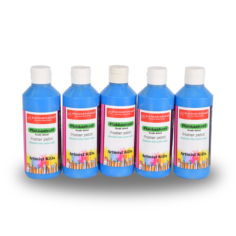 Discountershop Betoverende Blauwe Plakkaatverf Set 5-Delig | 5cm x 16cm | Maximaal 250 ml Per Fles | Levendige Kleuren | Gebruiksklaar voor Professionals en Beginners | Droogt Vast | Voor Canvas tot Keramiek Discountershop Betoverende Blauwe Plakkaatverf Set 5-Delig | 5cm x 16cm | Maximaal 250 ml Per Fles | Levendige Kleuren | Gebruiksklaar voor Professionals en Beginners | Droogt Vast | Voor Canvas tot Keramiek