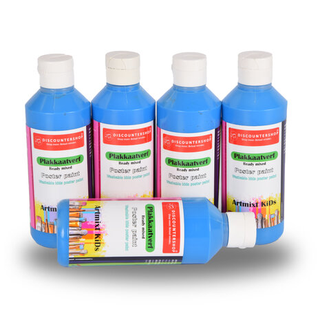 Discountershop Enchanting 5-Piece Blue Poster Paint Set | 5cm x 16cm | Maximum 250 ml Per Bottle | Vibrant Colors | Ready-to-Use for Professionals and Beginners | Dries Permanently | For Canvas to Ceramics Discountershop Enchanting 5-Piece Blue Poster Paint Set | 5cm x 16cm | Maximum 250 ml Per Bottle | Vibrant Colors | Ready-to-Use for Professionals and Beginners | Dries Permanently | For Canvas to Ceramics