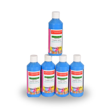 Discountershop Betoverende Blauwe Plakkaatverf Set 5-Delig | 5cm x 16cm | Maximaal 250 ml Per Fles | Levendige Kleuren | Gebruiksklaar voor Professionals en Beginners | Droogt Vast | Voor Canvas tot Keramiek Discountershop Betoverende Blauwe Plakkaatverf Set 5-Delig | 5cm x 16cm | Maximaal 250 ml Per Fles | Levendige Kleuren | Gebruiksklaar voor Professionals en Beginners | Droogt Vast | Voor Canvas tot Keramiek